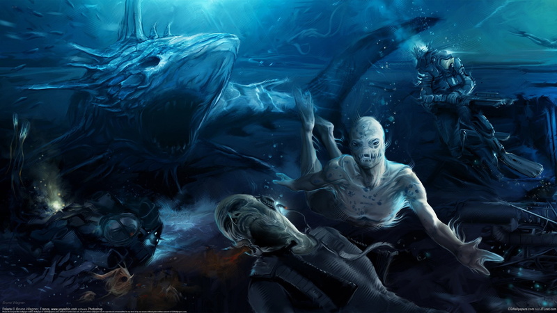 sea, illuminated, aquarium, 2K, tank, art, of, Ygritte, young adult, human representation, girl, 7, indoors, motion, underwater, animal wildlife, two people