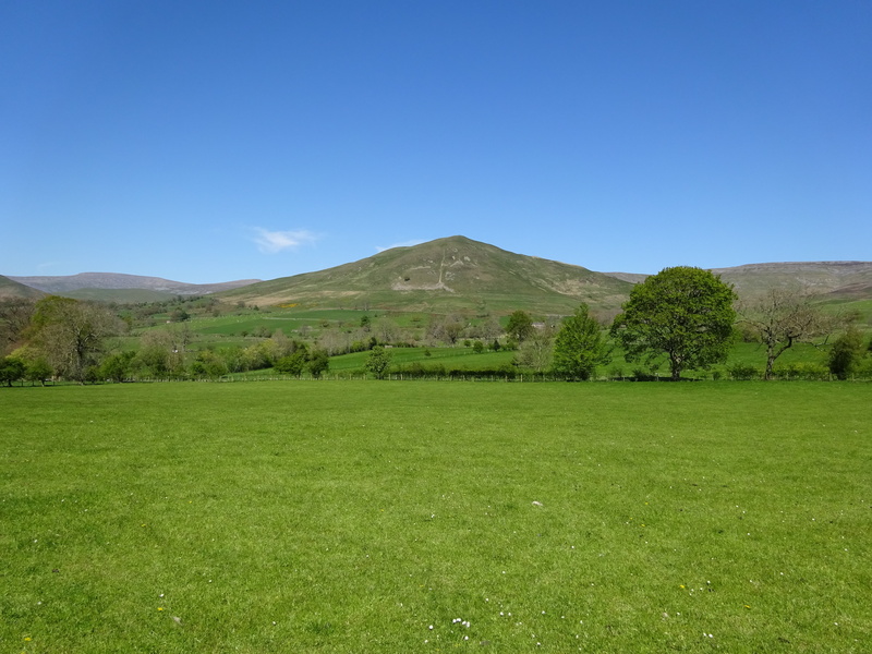 4K, scenics - nature, clear sky, blue, land, tranquil scene, outdoors, tranquility, sky, copy space, dufton, mountain peak, environment, field, nature