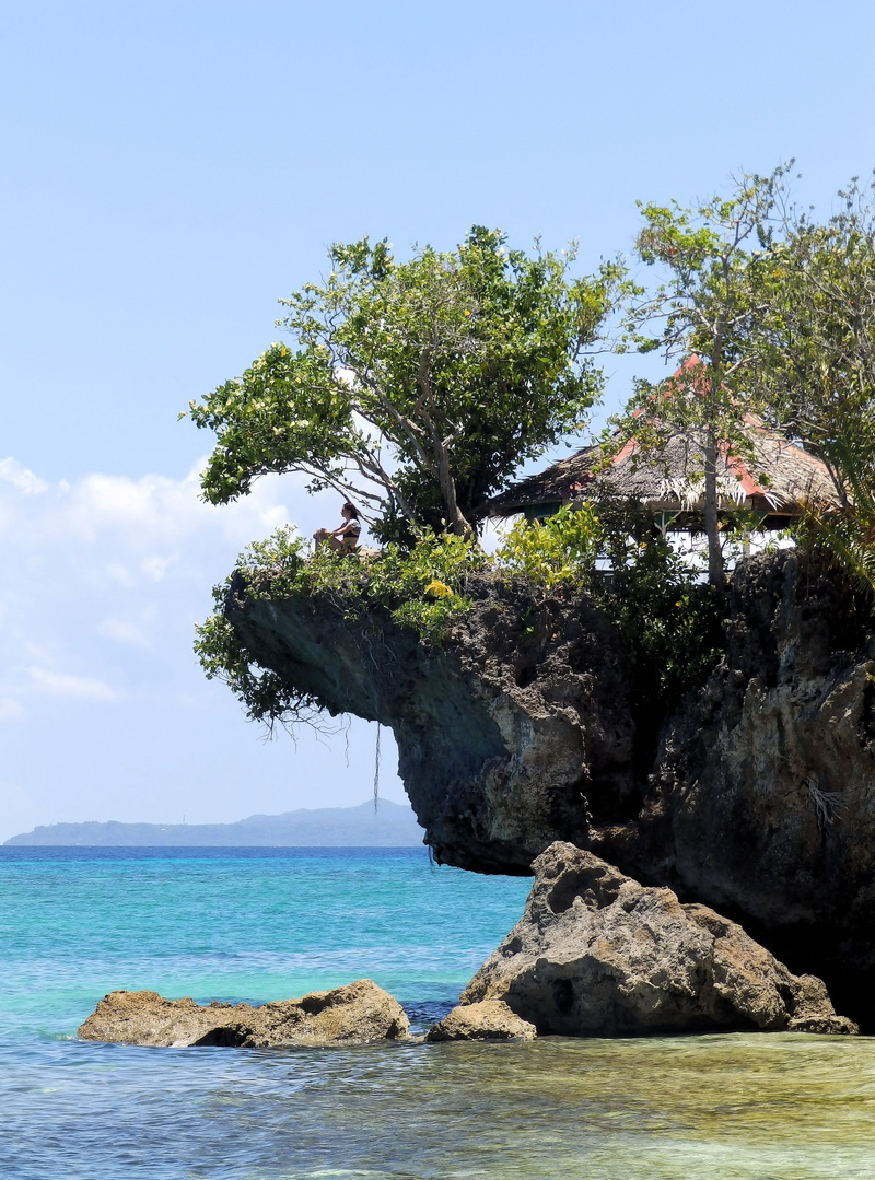 solid, horizon, growth, philippines, rock - object, cliff, beauty in nature, reflection, tree, day, sky, ocean, tranquil scene, rocky coastline, water