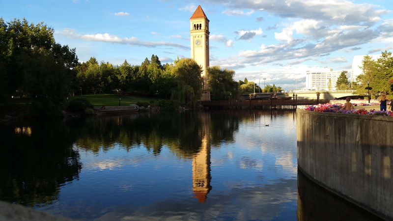 waterfront, reflection, nature, building exterior, tower, tree, building, clock, 4K, outdoors, sky, plant, day, park, lake, riverfront park, city, built structure