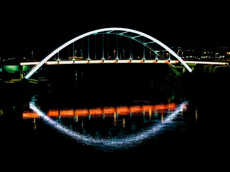 bridge, bridge - man made structure, night, nashville, river, united states, transportation, illuminated, water, 2K, city, sky, built structure, motion