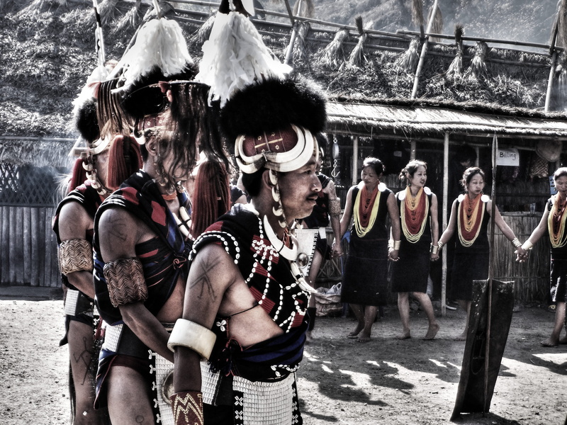 togetherness, lifestyles, building exterior, men, women, kohima, group of people, crowd, real people, traditional clothing, outdoors, india, young men