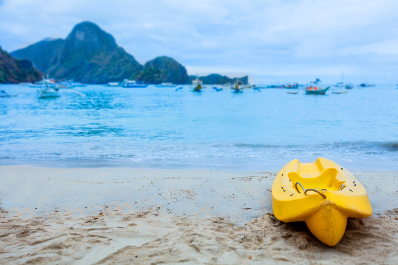 sand, day, sky, land, Philippines, tranquility, beauty in nature, mountain, nature, sea, 4K, yellow, water, transportation, outdoors, beach, no people