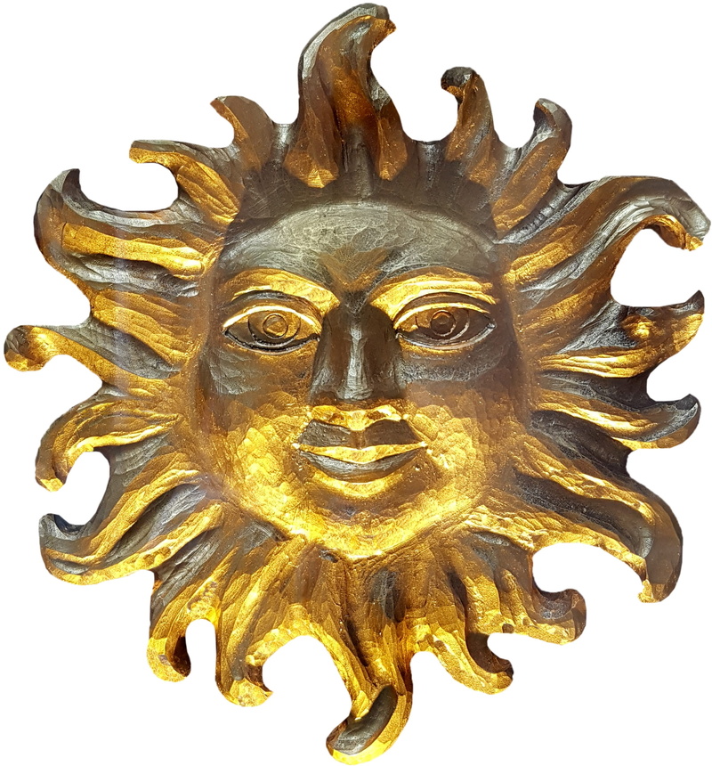 gold, carving, studio shot, 1080P, creativity, sculpture, statue, close-up, craft, white background, history, indoors, no people, sun, male likeness, woodcut