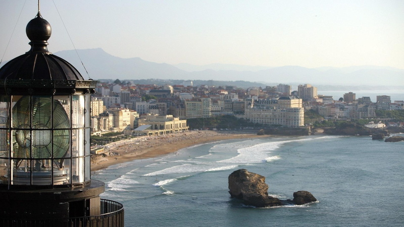 france, lighthouse, overlooking, biarritz, 1080P, beach, nature and landscapes, waves, ilghthouse, city