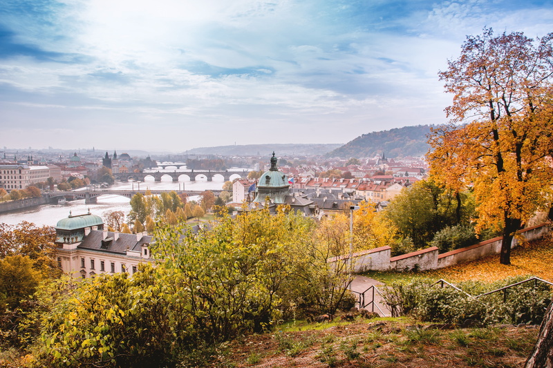 residential district, tree, no people, cloud - sky, historic, outdoors, roof, town, prague, nature, travel destinations, building, day, water, high angle view