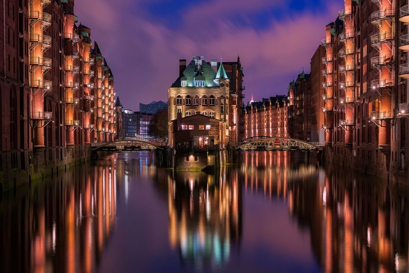 dusk, nature, reflections, landmarks, city, hdr, sunset, bridge, canal, bridge - man made structure, beautiful, architecture, building, travel destinations