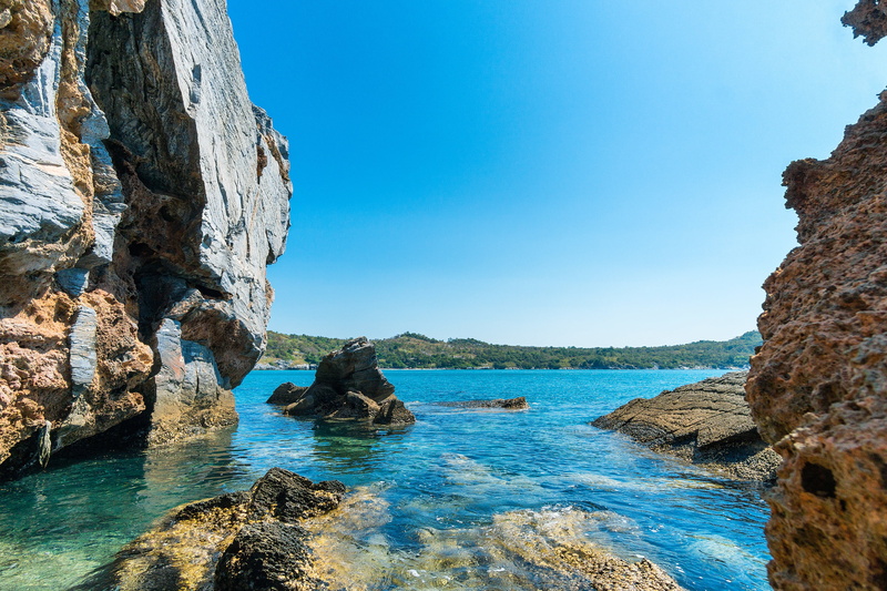 beach, lagoon, summer, outdoor, island, cliff, holiday, tranquil, tourism, outdoors, tourist, destination, land, background, rock formation, travel, sea