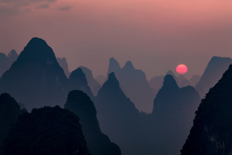 beautiful, rock - object, china, water, sky, outdoors, scenics, no people, the night, beauty in nature, mountains, dusk, 5K, non-urban scene, old hall hill
