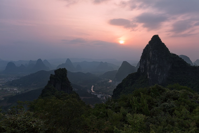 mountain range, idyllic, tranquil scene, Guanxi Zhuang, nature, outdoors, environment, Landscape, tree, scenics - nature, sky, tranquility, beauty in nature