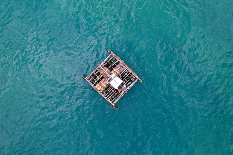 5K, fuel and power generation, blue, aerial, architecture, ocean, turquoise, day, body, drone shot, high angle view, brown, water, outdoors, transportation
