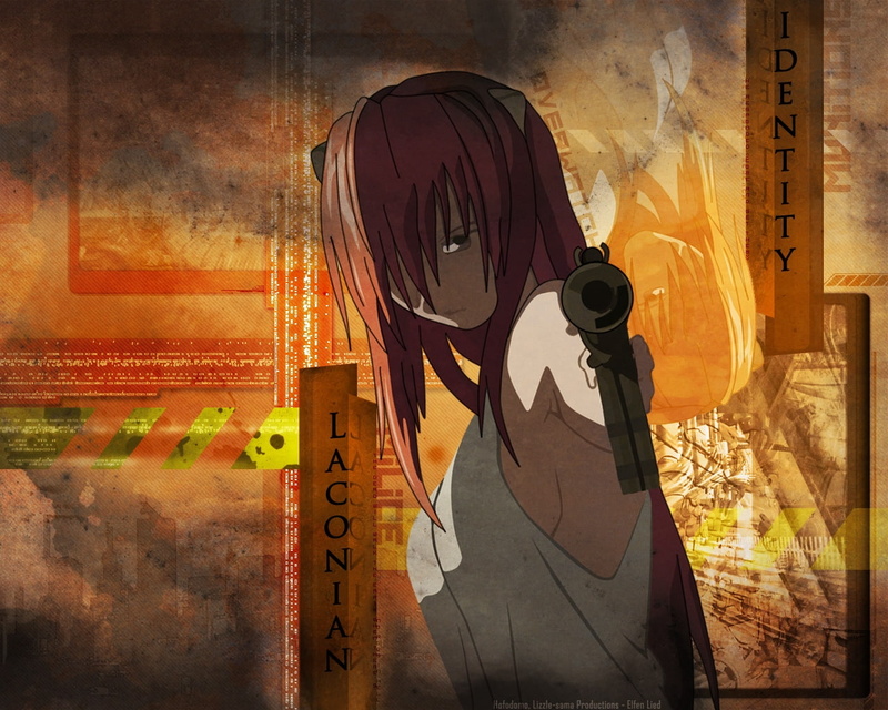 redheads, elfen, hd, Guns, 720P, people, dark, lucy, lied, weapons, art