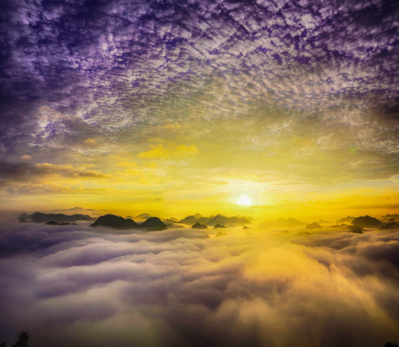 bac son, sunset, vietnam, dramatic sky, wind, tranquility, orange color, clouds, idyllic, girl viet nam, silk, multi colored, yellow, awe, mountain, majestic