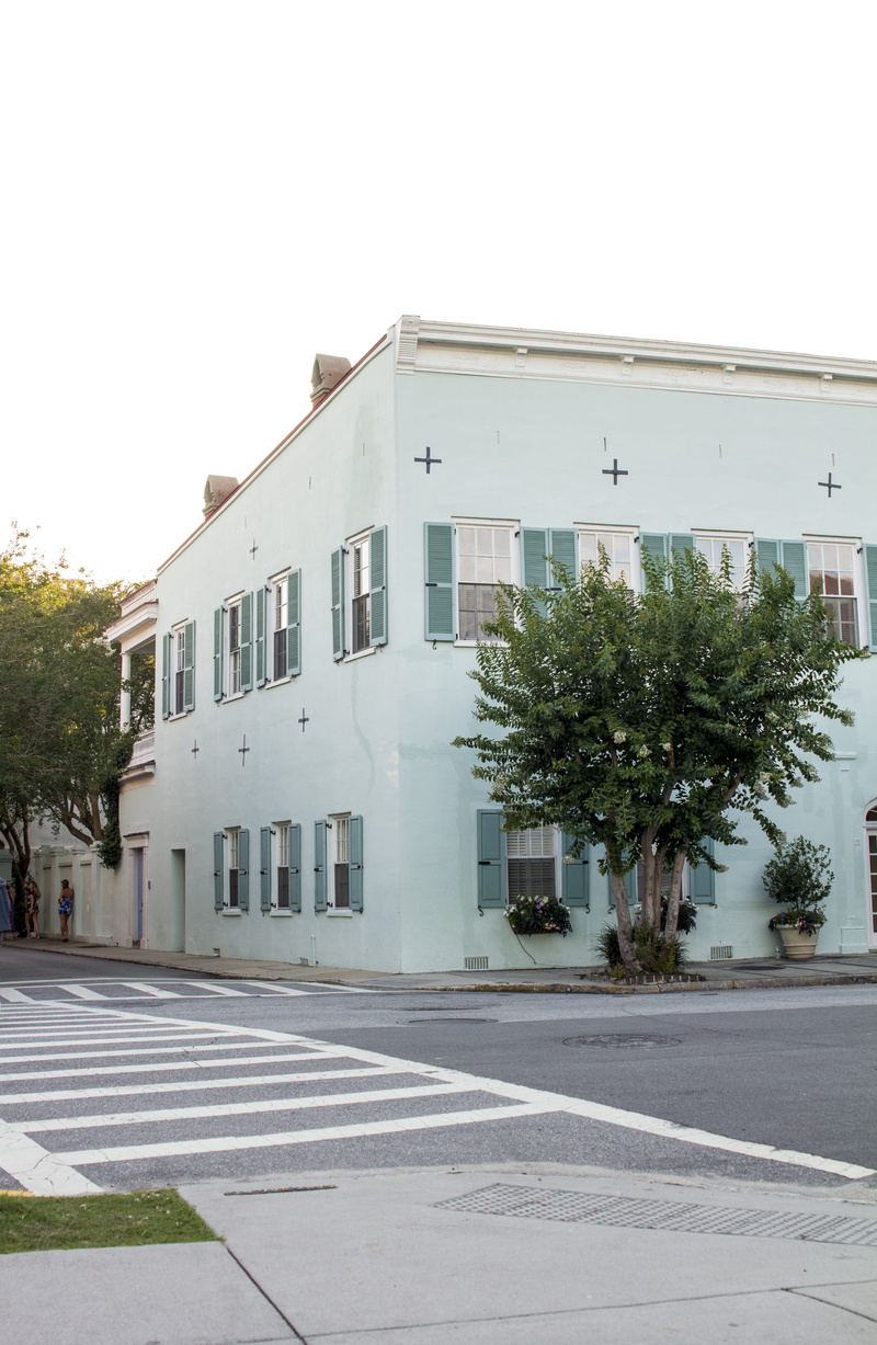 residential district, building exterior, no people, built structure, road, blue, clear sky, sky, plant, empty, shutters, charleston, tree, copy space, building