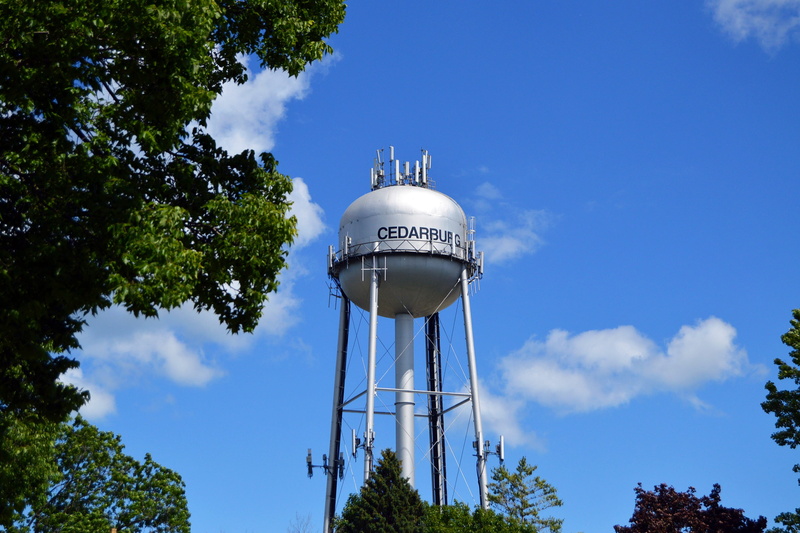 growth, trees, tree, water tower - storage tank, little, historic, tall - high, water, tower, small, cedarburg, blue, architecture, green, plant, water conservation