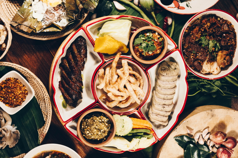 food and drink, freshness, bowl, plate, eating utensil, wellbeing, indoors, directly above, close-up, food, serving size, choice, meal, thai food, northern thai food
