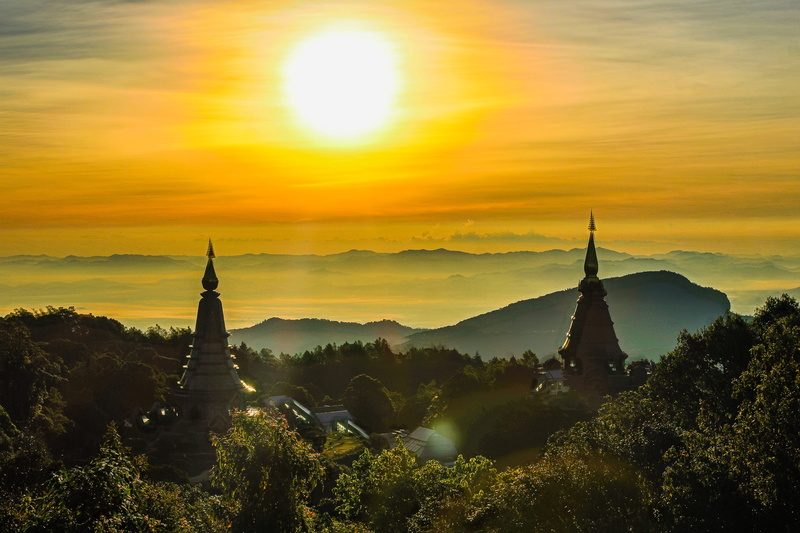 chiang mai, thailand, tree, sky, outdoors, landscape, travel, architecture, scenics - nature, dawn, belief, silhouette, asia, dusk, spire, sunset, 2K