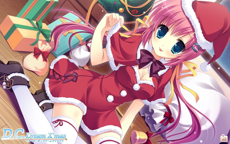 hat, dream, Tagme, da, Thighhighs, Pink Hair, 720P, cleavage, capo, christmas