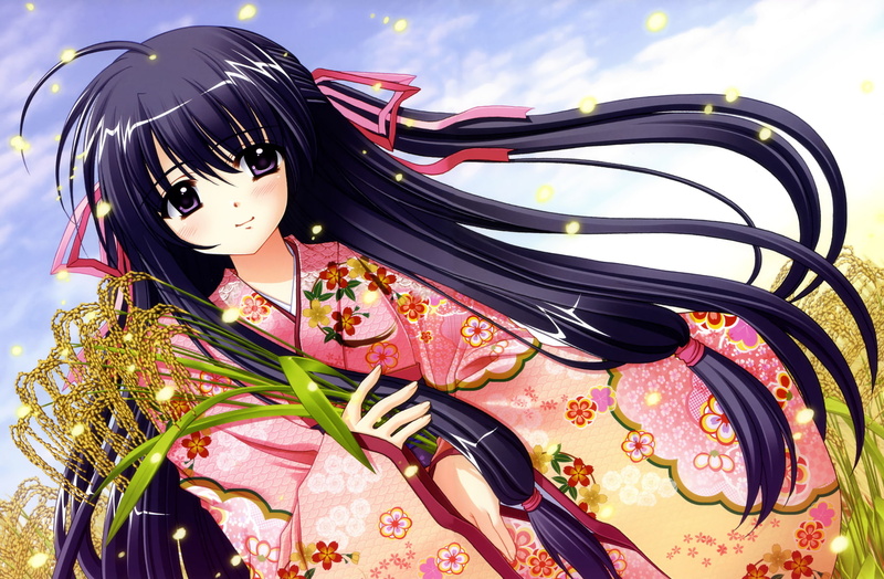 ribbons, clothes, komachi, kimono, long, marriage, akita, japanese, eyes, aoi, royale, purple, hair, nishimata, 720P