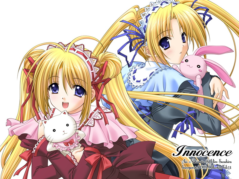 twintails, aoi, hiro, white, 720P, bunny, blonde, long, twins, innocence, suzuhira, blue, headband, hair, ribbons, nishimata, eyes