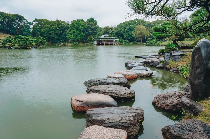 plant, day, japan, zen, built structure, pathway, architecture, kōtō-ku, 4K, garden, green color, kiyosumi garden, tranquil scene, scenics - nature, lake