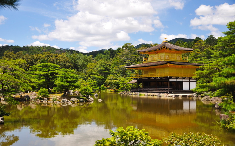 japanese, temple, garden, golden, 720P, japan, pavilion