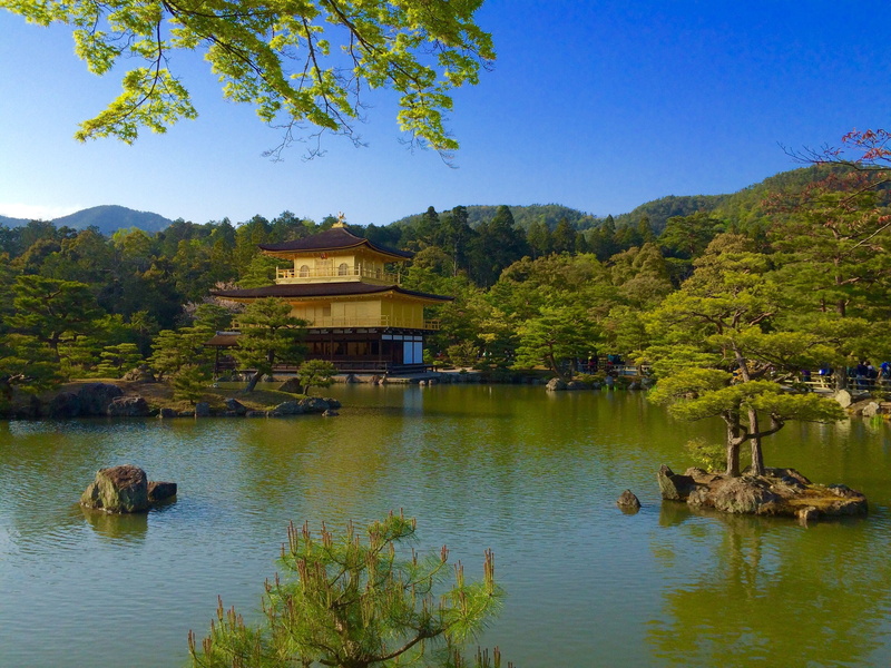 architecture, nature, mountain, pavilion, beauty in nature, day, Temple Of The Golden Pavilion, tranquil scene, scenics - nature, golden, vision, lake