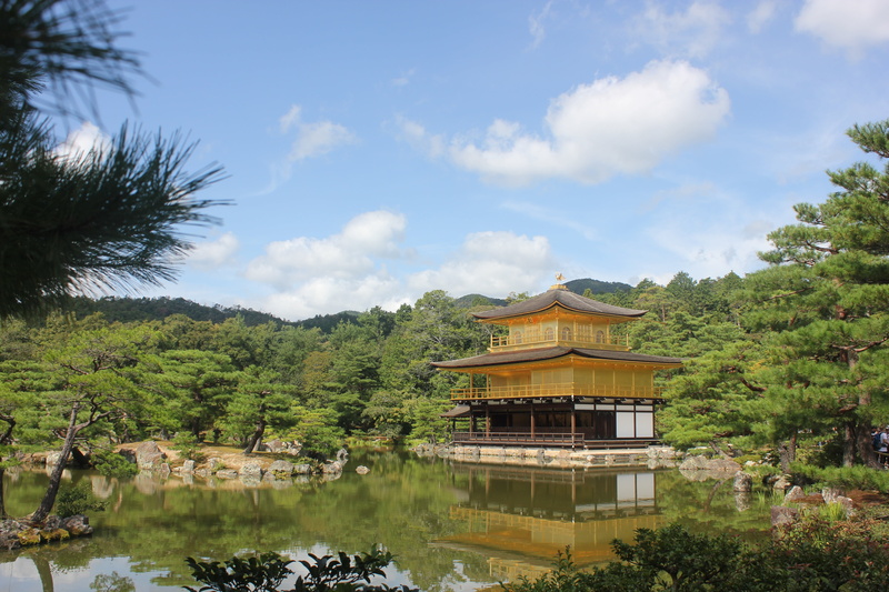 japan, place of worship, kinkaku-ji, waterfront, kyoto, 5K, lake, built structure, golden pavilion, tree, travel, architecture, cloud - sky, temple, religion