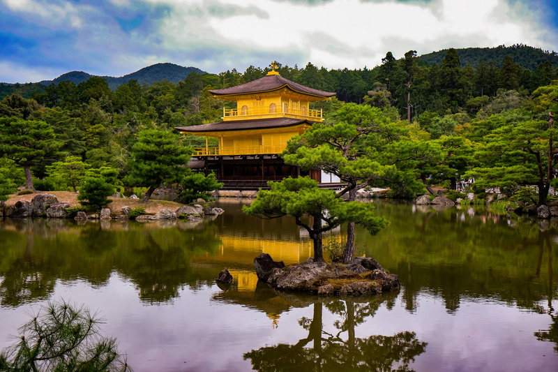 reflection, waterfront, tree, sky, religion, kinkaku-ji, spirituality, water, lake, no people, building exterior, 4K, place of worship, plant, built structure