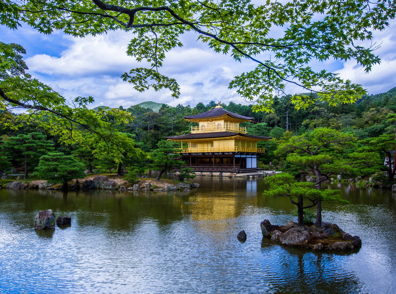 Nature, Trees, place of worship, hd, outdoors, Japan, building exterior, ji, brown, reflection, cloud - sky, pagoda, water, 4K, beauty in nature, Garden