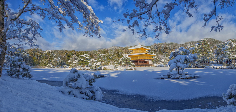 the world cultural heritage, frozen, kyoto, religion, no people, cold temperature, panoramic landscape, tourism, outdoors, pagoda, surrounded, plant, travel destinations