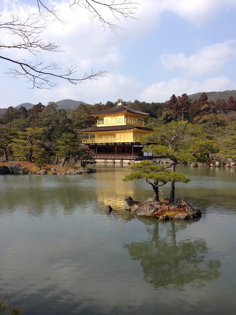 beauty in nature, sky, plant, day, building, tranquility, japan, 2K, waterfront, tree, building exterior, kinkaku ji, nature, no people, built structure