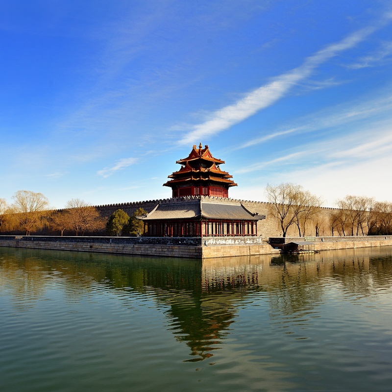lake, travel destinations, surrounded, waters, reflection, sky, cloud - sky, architecture, built structure, day, temple, tree, belief, no people, religion