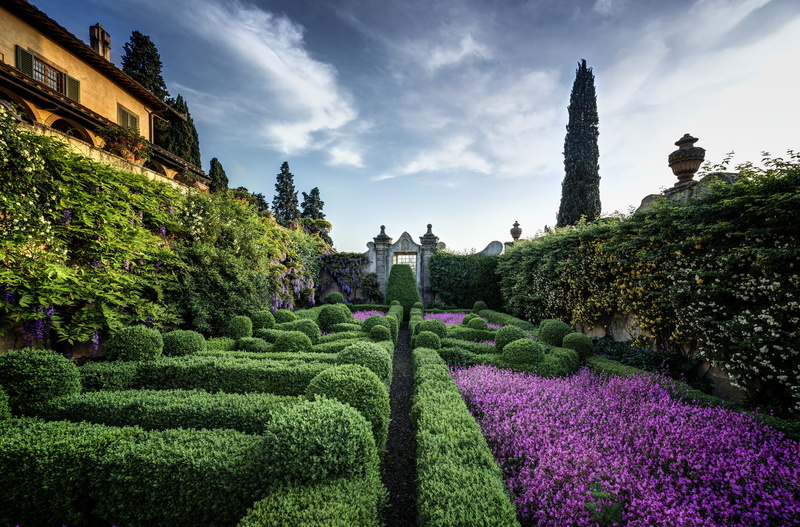plant, beauty in nature, Italy, tree, growth, architecture, Villa Capponi, green color, ornamental garden, built structure, flowerbed, hedge, history, maze