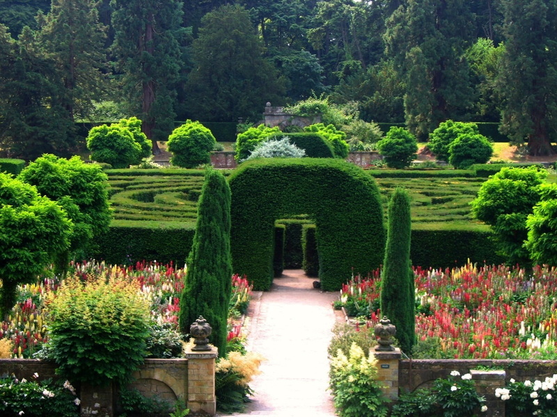 outdoors, formal Garden, hedge, field, beauty in nature, travel, ornamental Garden, tree, labyrinth, scenics, grass, summer, flower, bush, england, green Color