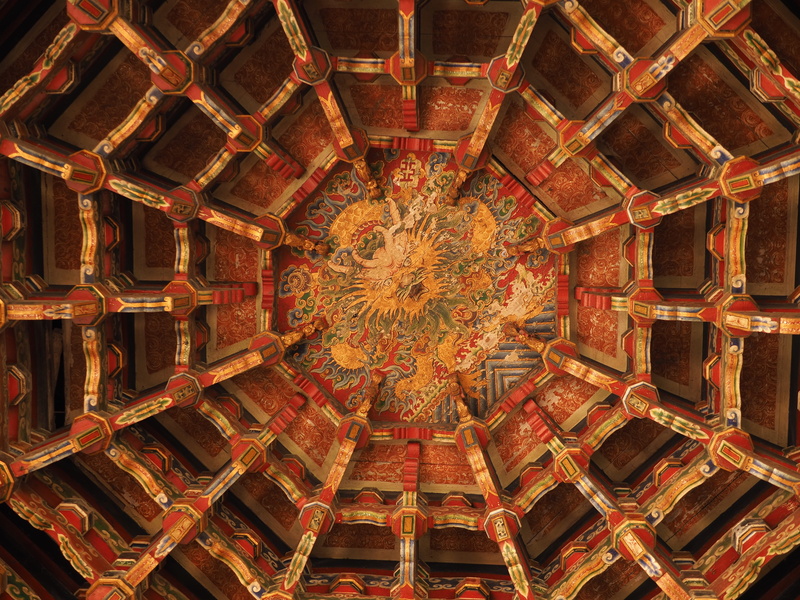 travel destinations, ceiling, mural, ornate, lukang township, low angle view, architecture, building, dragon, built structure, art and craft, backgrounds