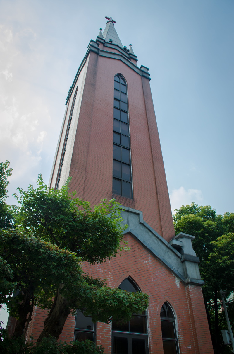 city, christian church, low angle view, window, nature, outdoors, building, religion, no people, 4K, tower, wuxi, architecture, place of worship, cloud - sky
