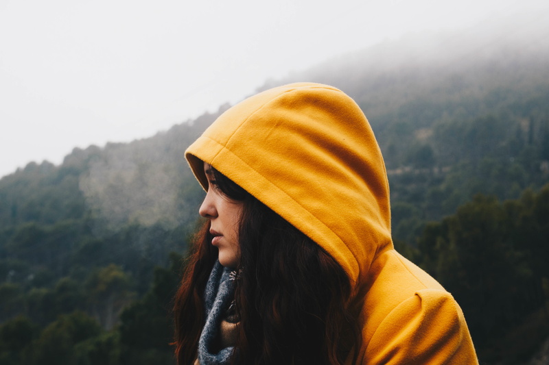 woman, one mid adult woman only, adults only, orange, hike, wearing, day, women, standing, mid adult, looking, climb, hood - clothing, lifestyles, portrait
