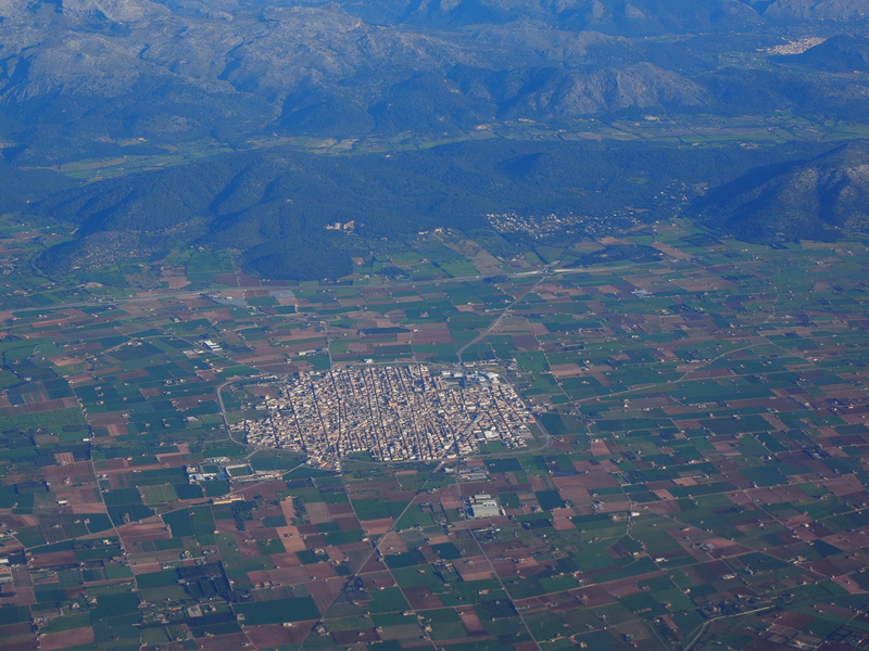 tramuntana, residential district, field, mountain range, 4K, community, scenics - nature, aerial View, building exterior, mountains, environment, mallorca