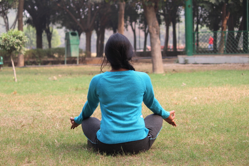 calm, fit, peace, one person, woman, sitting, young, 5K, position, real people, relaxation, meditation, exercise, black hair, plant, people, nature, meditating