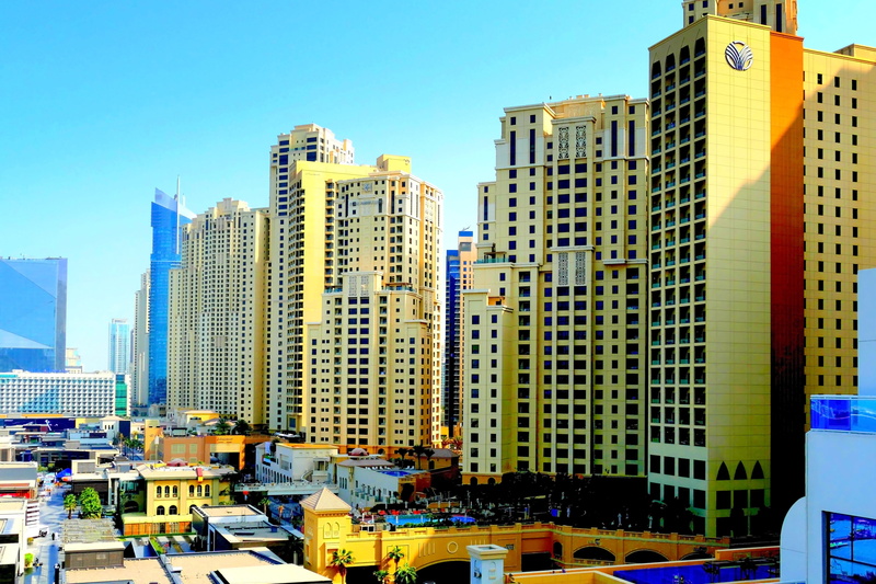 office building exterior, Dubai, Skyscraper, jumeirah beach, 5K, office, day, sky, city, nature, mode of transportation, building, built structure, modern