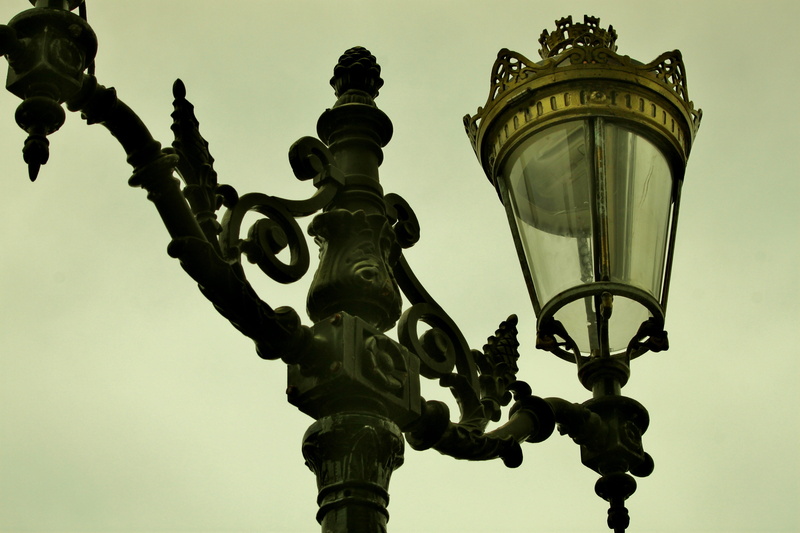 built structure, statue, low angle view, ornate, day, metal, 4K, lighting equipment, street, sky, art and craft, nature, street light, lighting, architecture