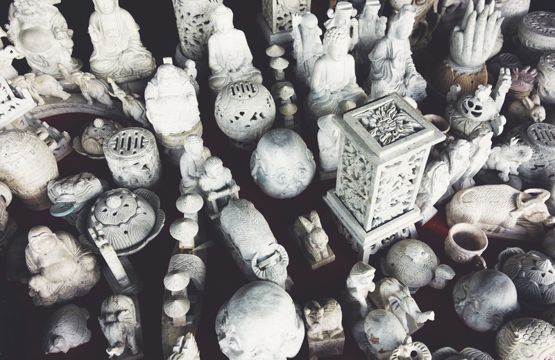 market stall, religion, high angle view, religious, variation, still life, culture, market, backgrounds, choice, sculptures, buddhism, large group of objects