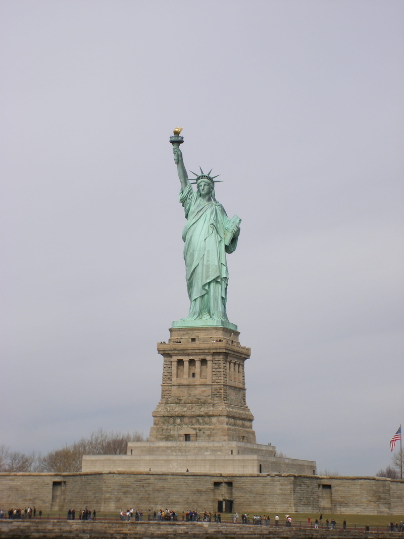 flaming torch, no people, travel destinations, New York, travel, Statute, art and craft, the past, nature, low angle view, day, Ellis, landmark, female likeness