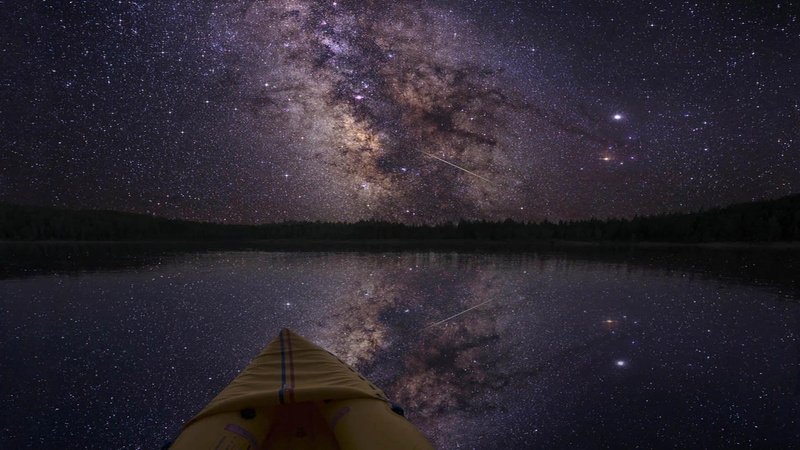 tranquil scene, astronomy, scenics - nature, no people, night, landscape, nature, reflection, nighttime, boat, stars, infinity, outdoors, space