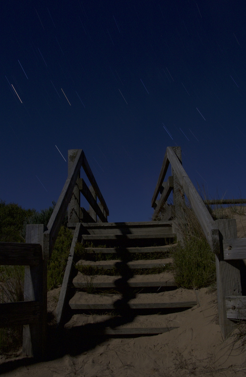 clear sky, night sky, no people, night, star trail, built structure, empty, summerlands, the way forward, railing, sky, star, building exterior, nature