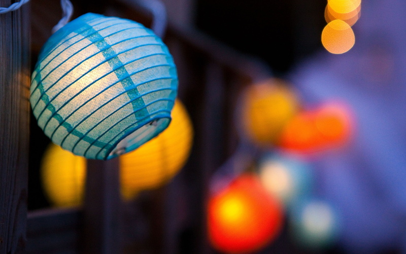 Lantern, Night, Blue, 2K, Glare