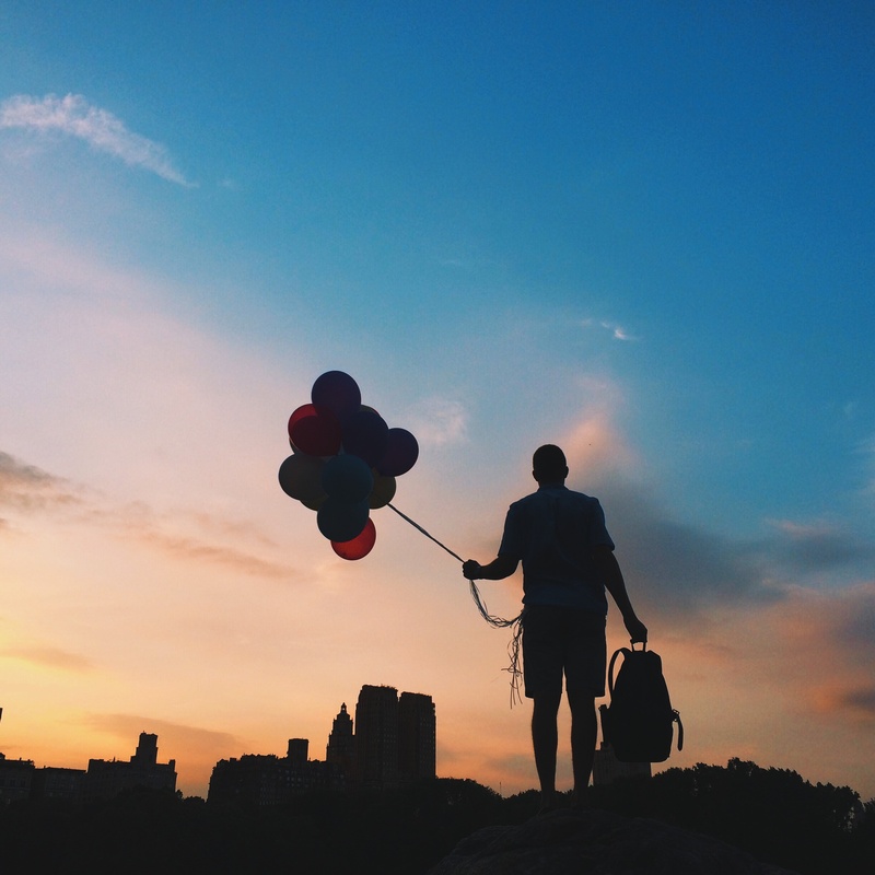 silhouette, skyline, two people, full length, clouds, building exterior, backpack, sunset, standing, people, colorful, lifestyles, real people, outdoors