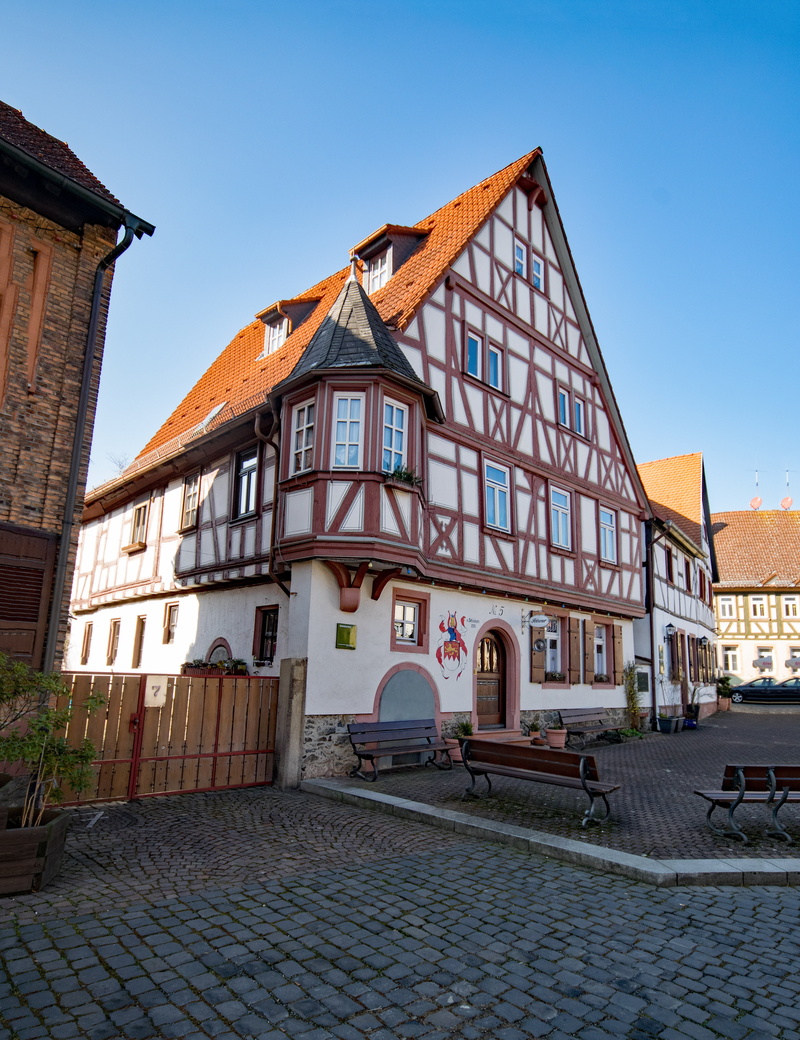 residential district, city, street, built Structure, germany, church, low angle view, building, urban Scene, europe, window, blue, day, town, old, fachwerkhaus