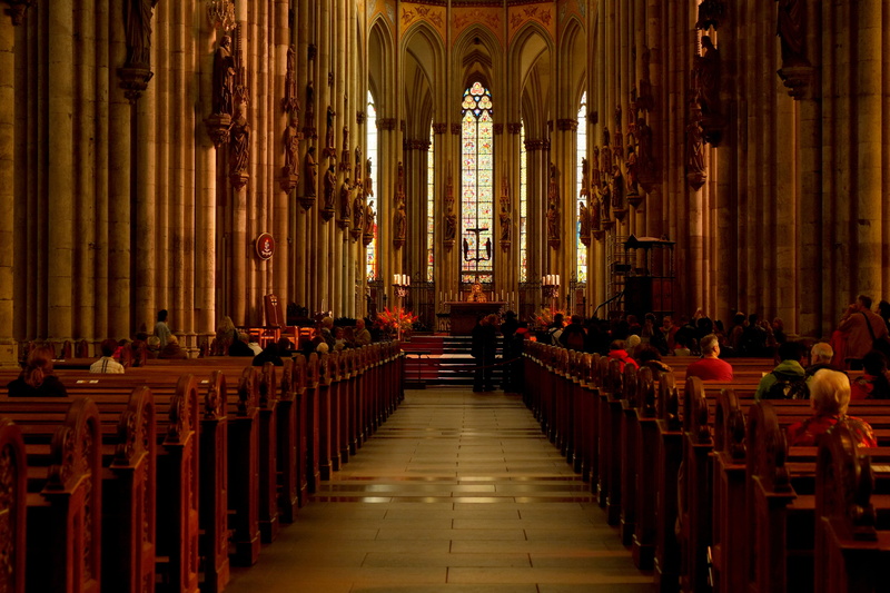 blanket, arches, house of worship, perspective, people, ornament, religion, architecture, nave, rhine, built structure, landmark, arch, pewters, cologne on the rhine